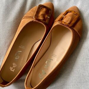 Made in Italy tan suede Buckle Flats